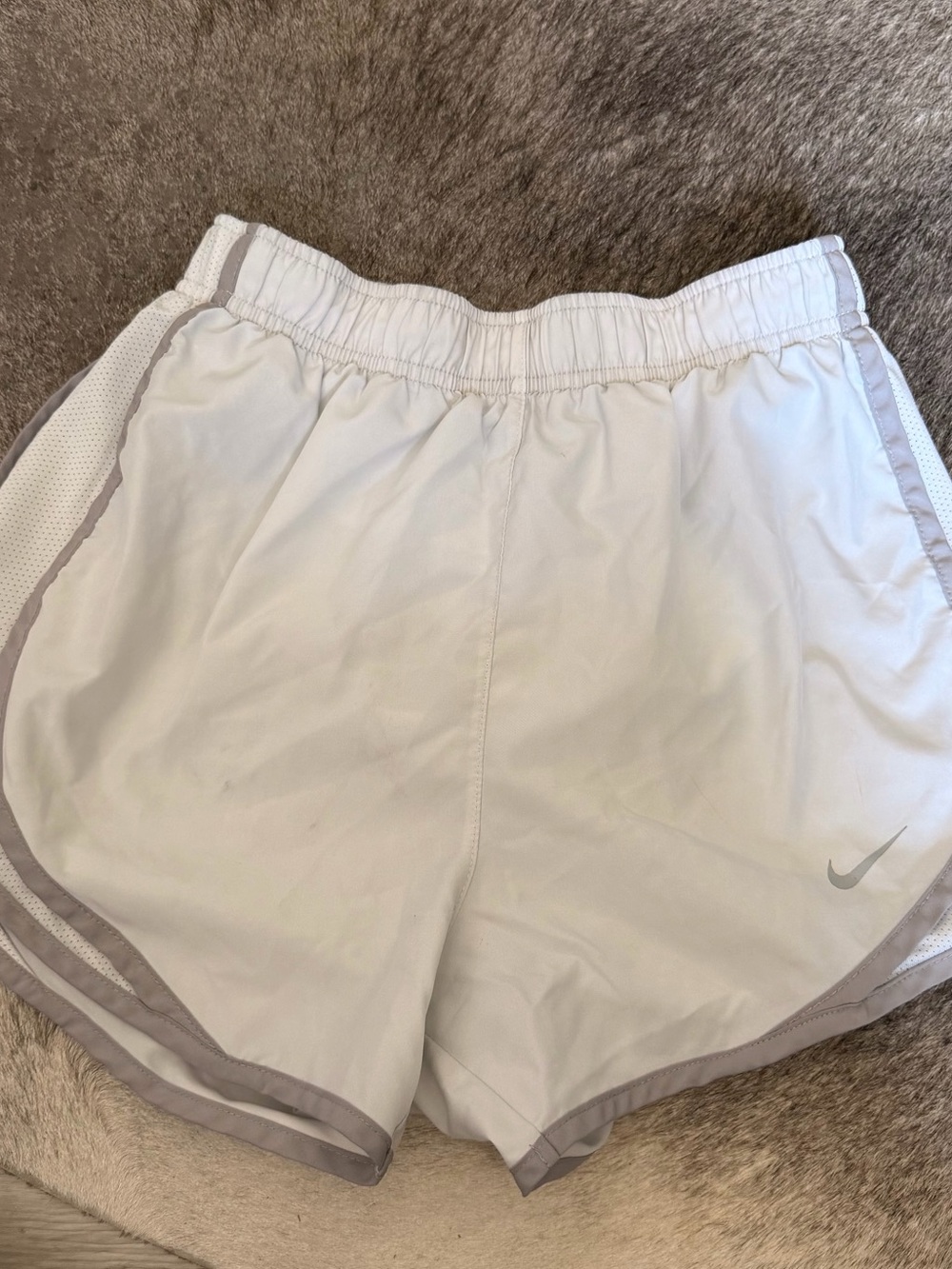 Nike Women’s White Athletic Shorts with Light Gray Trim